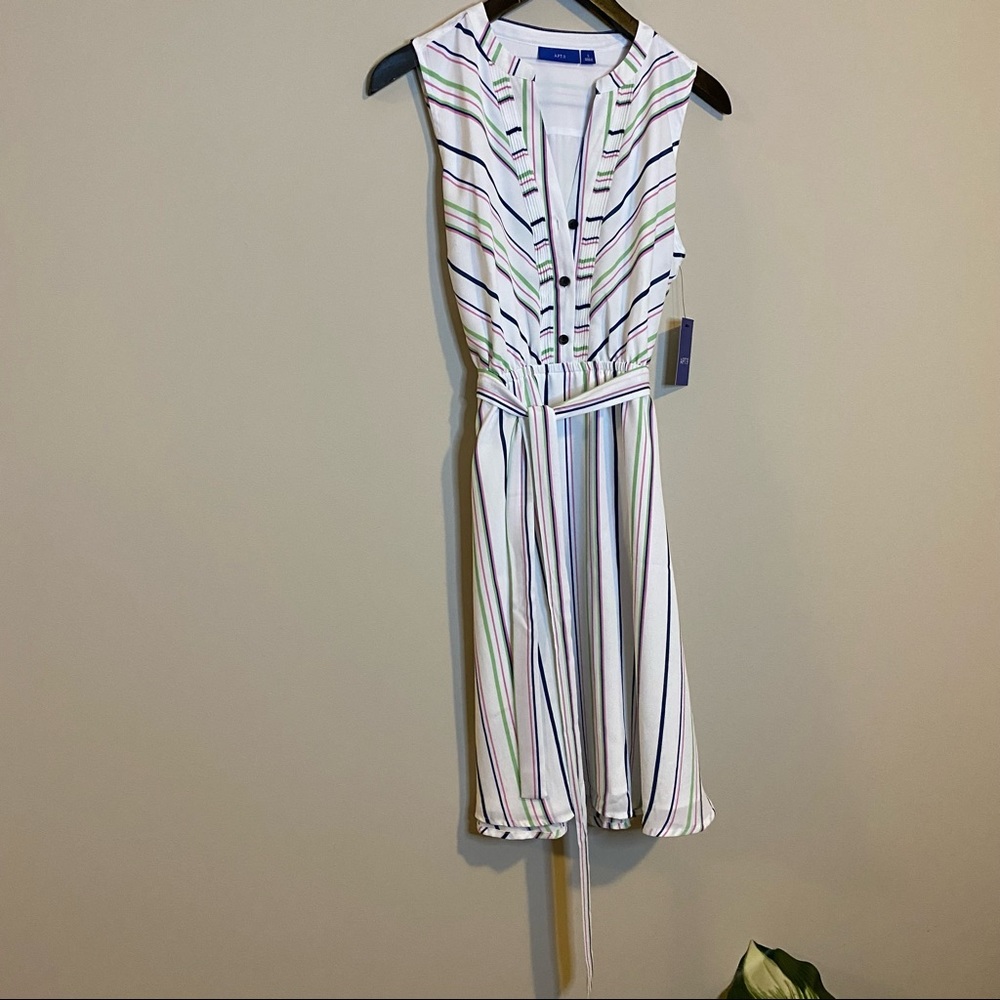 Apt 9 NWT DRESS TIES AT THE WAIST STRIPED Easter Spring Dress SLEEVELESS LINED